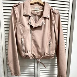 Ashley by 26 Int’l faux pink leather moto jacket